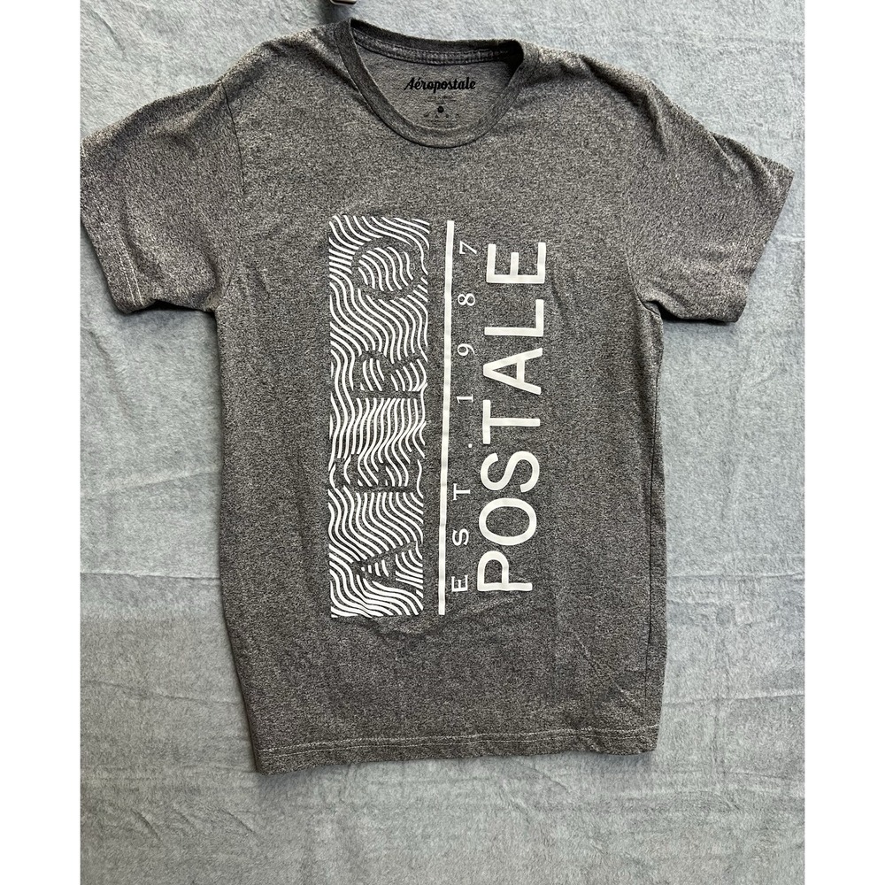 Aeropostale Mens Graphic T-Shirt Gray Short Sleeve Est 1987 Logo Size M